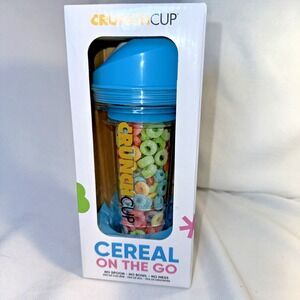 The CrunchCup Portable Milk & Cereal Cup On The Go Blue Top New